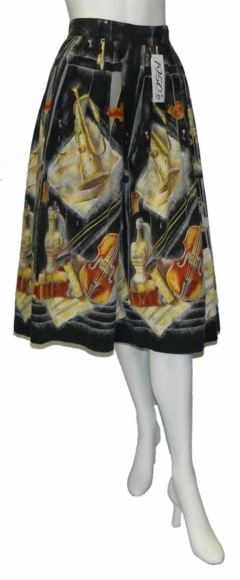 1950's music theme skirt with violins and horns