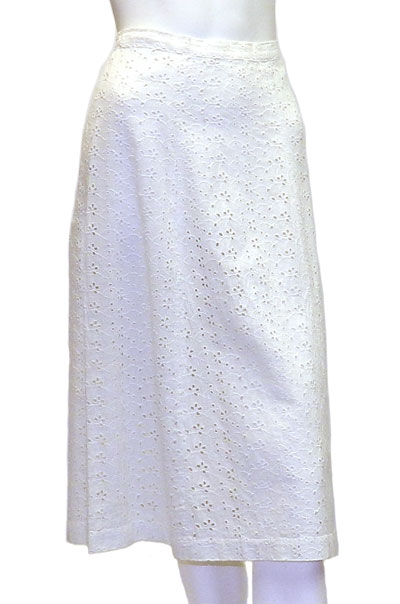 white linen eyelet skirt