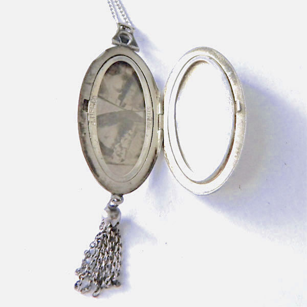 Antique enameled locket necklace