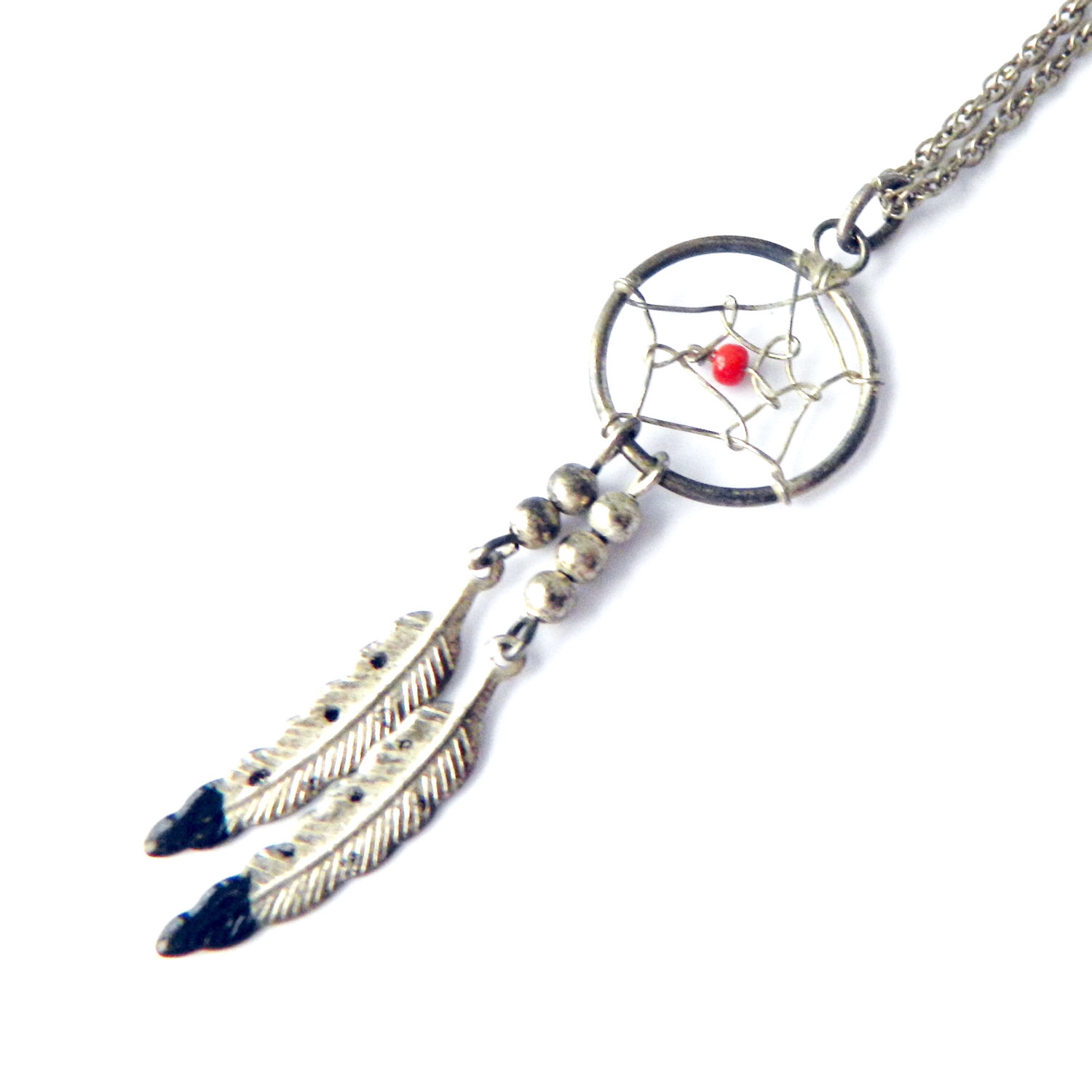 Sterling silver dream catcher pendant necklace