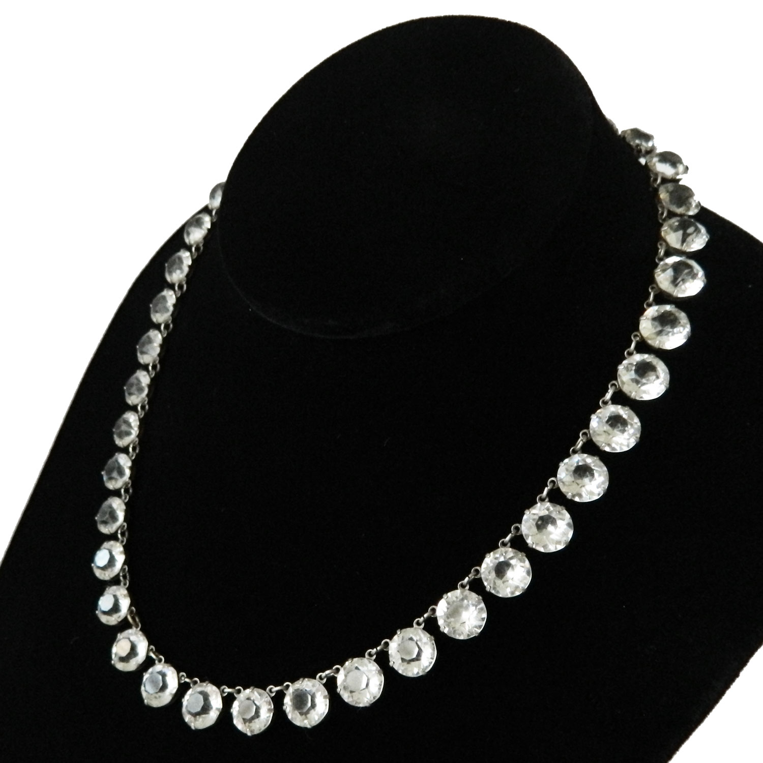 1920's art deco sterling crystal necklace