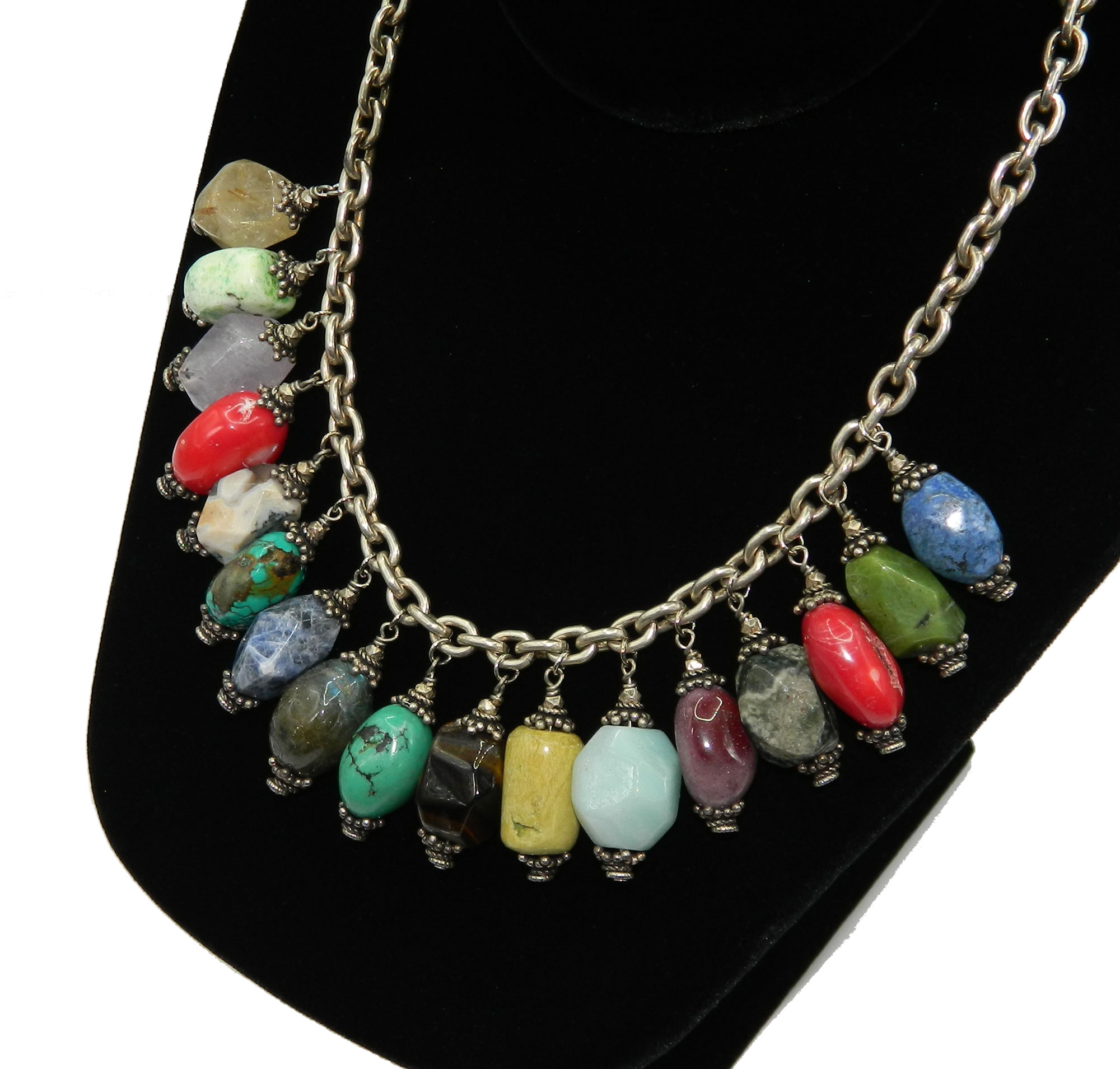 Sterling silver natural stone necklace