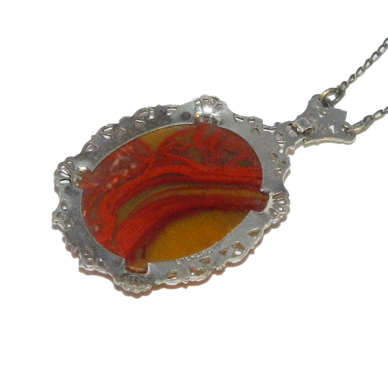 Art Deco agate pendant necklace