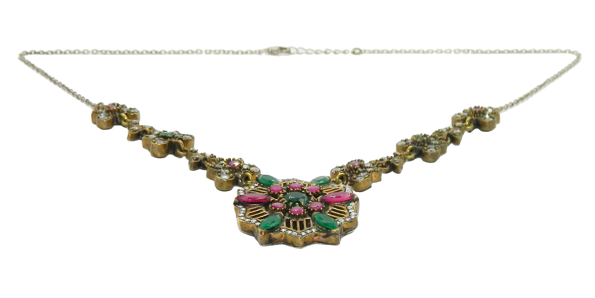 Vintage natural stone chrysoprase necklace
