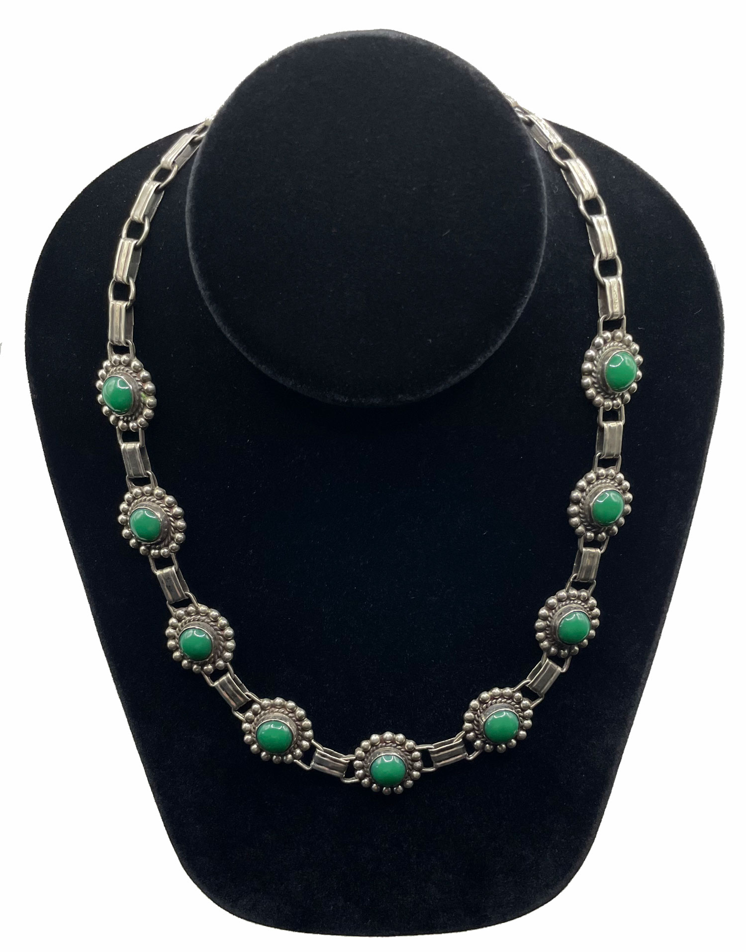 Mexican silver chrysoprase necklace