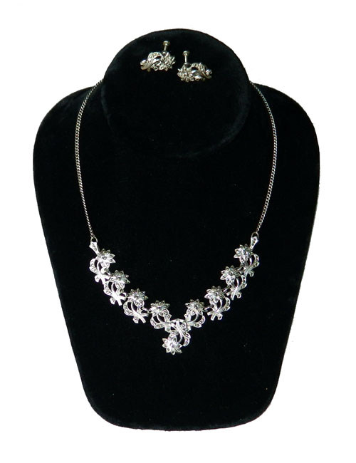 1940's sterling and marcasite necklace set