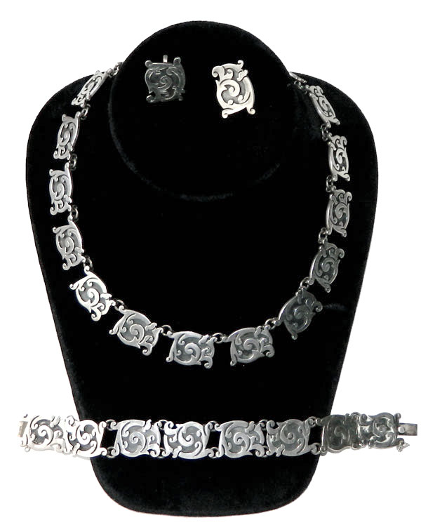 1950's Mexican silver necklace set