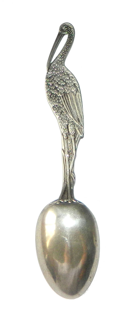 Antique stork baby spoon