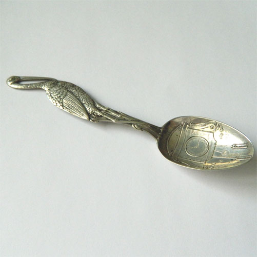 Antique stork baby spoon