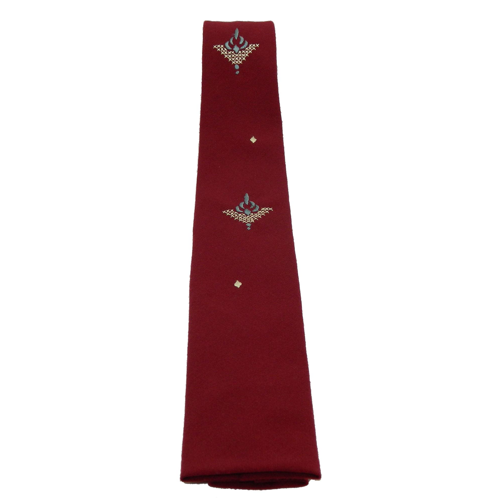 1950s embroidered square cut tie