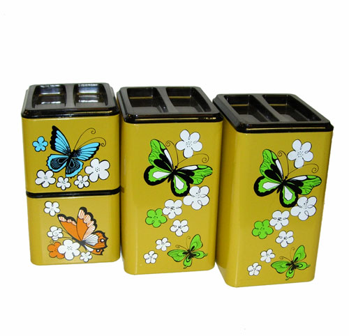 Vintage butterfly kitchen countertop tins