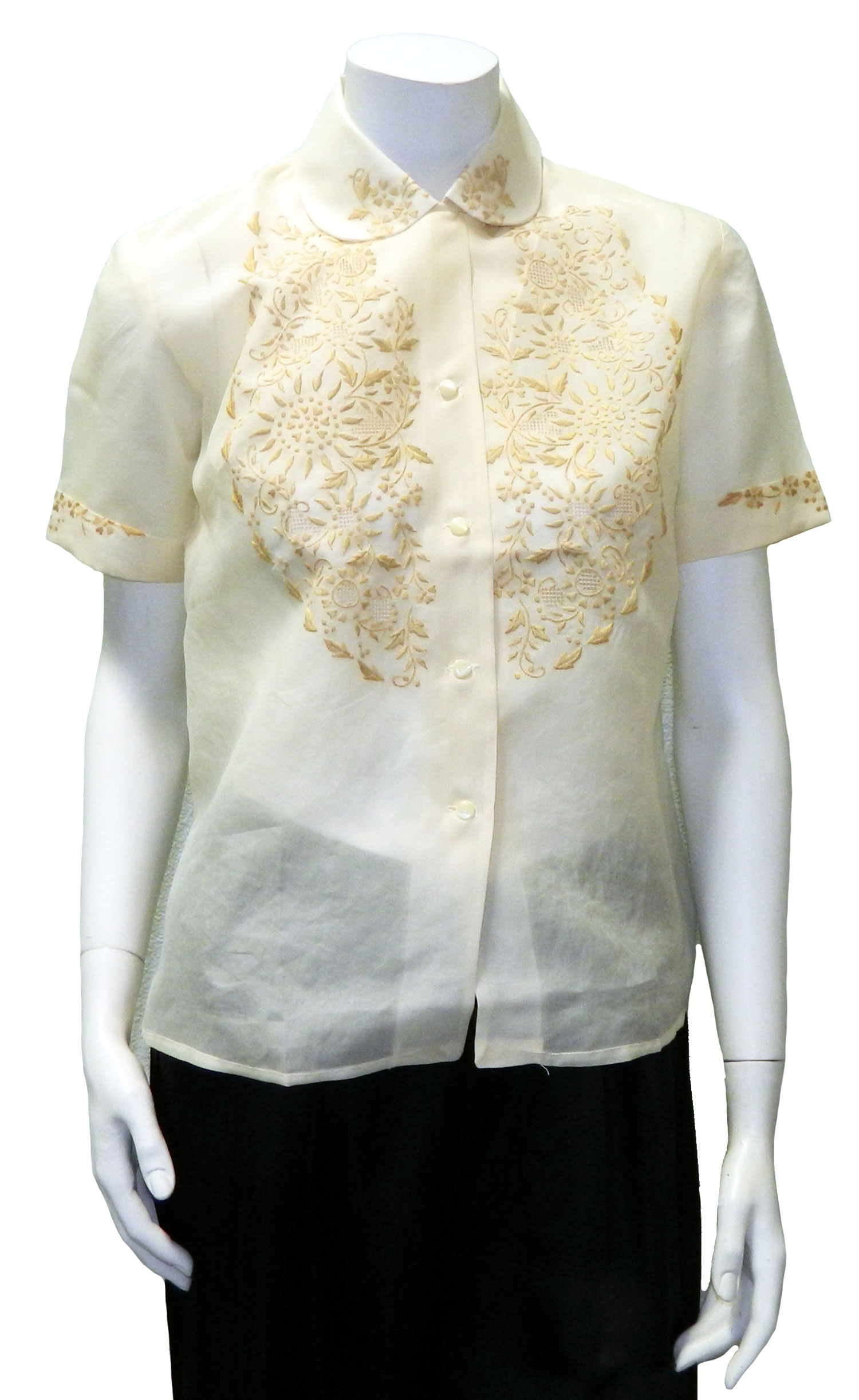 1960s Embroidered Silk top