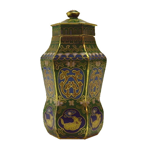 1960s enamelled cloisonne urn