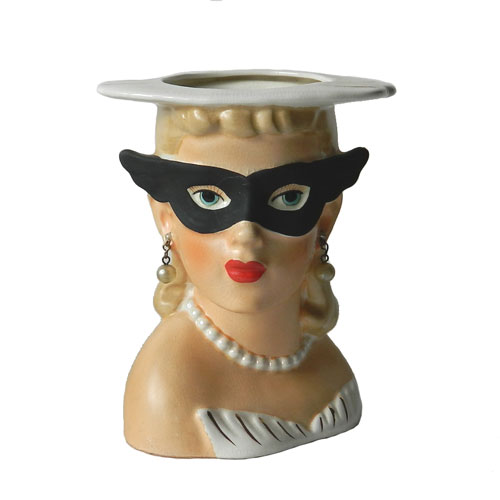 1950's Mardi Gras mask lady head vase