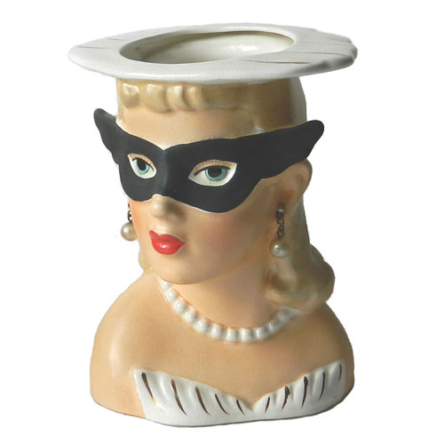 1950's Mardi Gras mask lady head vase