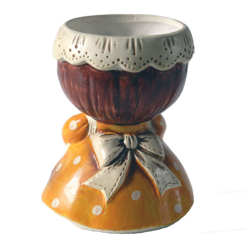 Wooden spoon lady vase