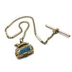 Art Deco antique pocket watch chain and fob