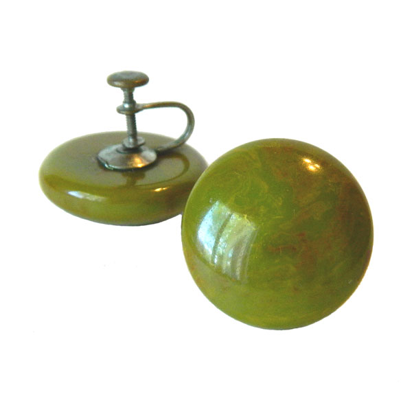 green bakelite earrings