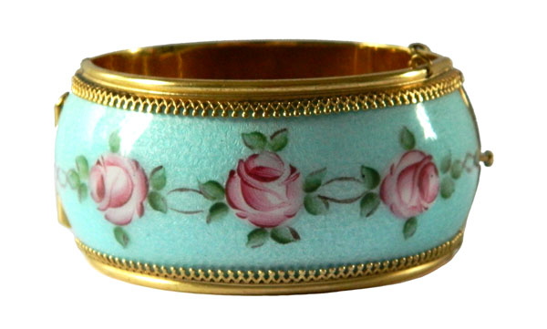Enameled Whiting and Davis bangle bracelet