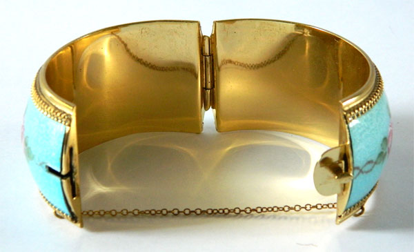 Enameled Whiting and Davis bangle bracelet