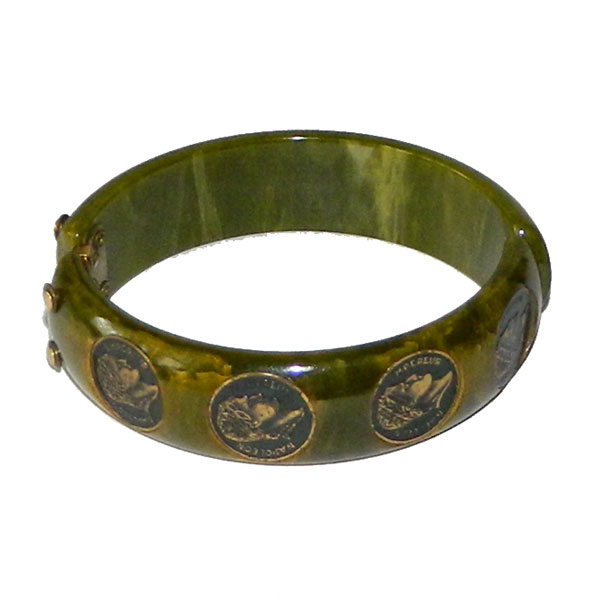 green bakelite clamper bracelet