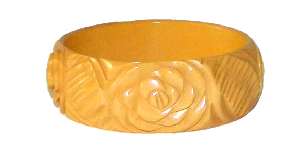 Yellow rose bakelite bracelet