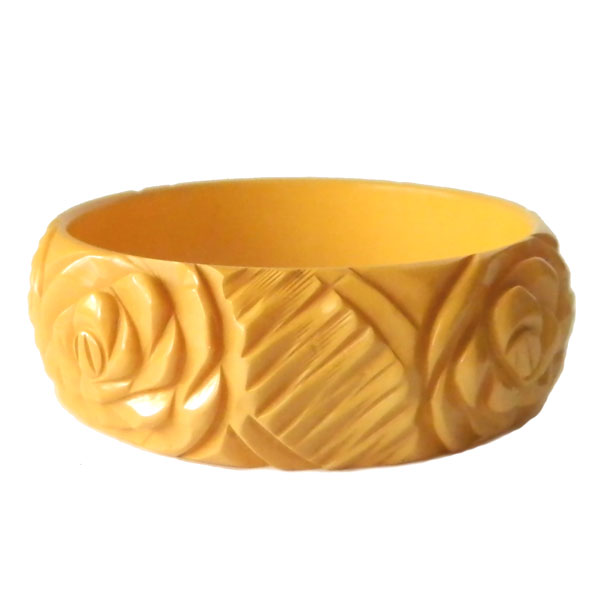 Yellow rose bakelite bracelet