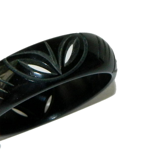 Carved black bakelite bangle
