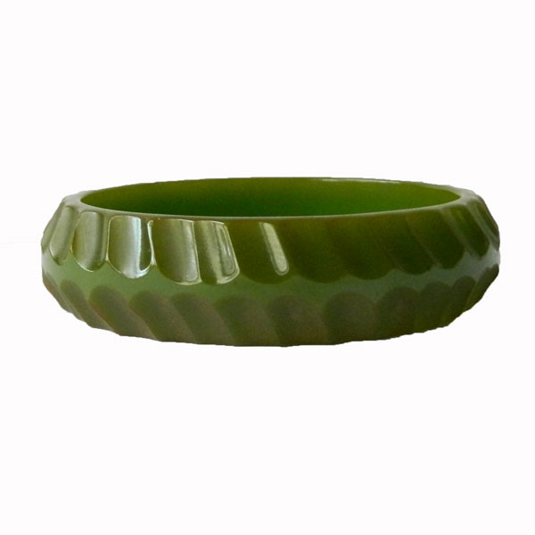 Carved green bakelite bangle