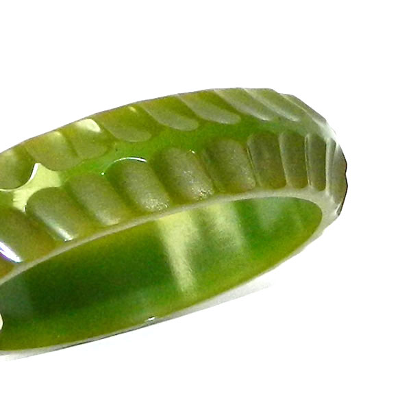 Carved green bakelite bangle