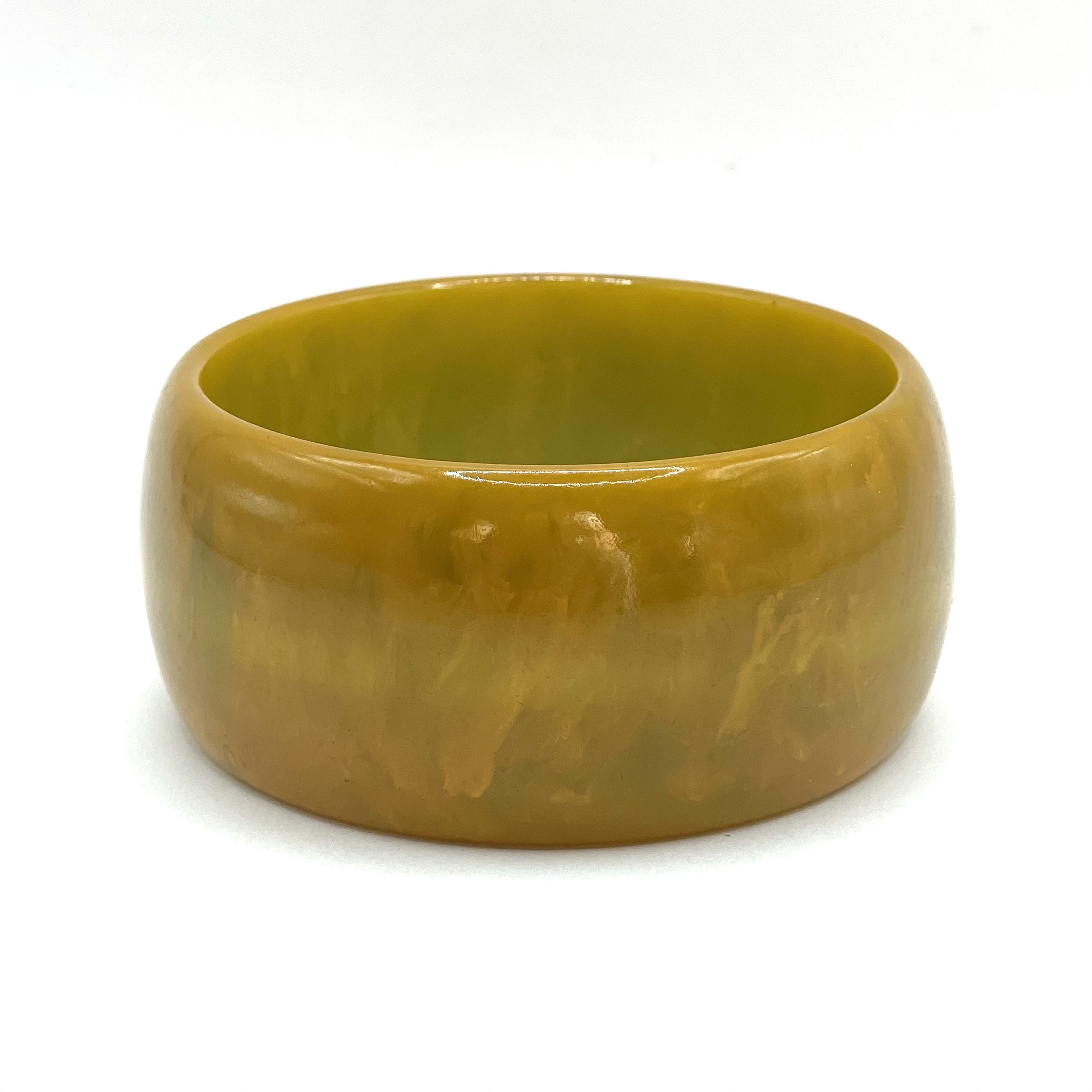 Yellow green bakelite bangle