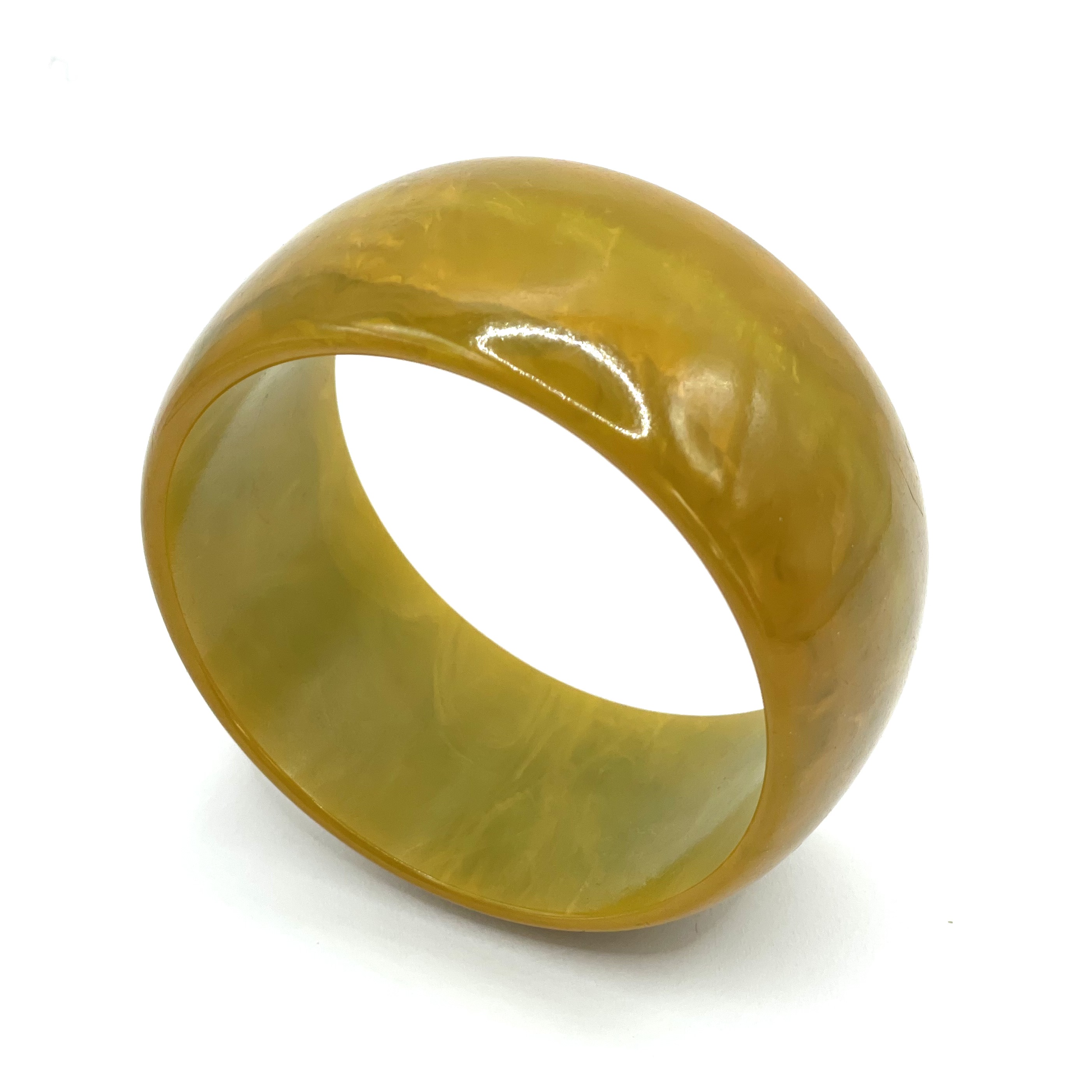 Yellow green bakelite bangle
