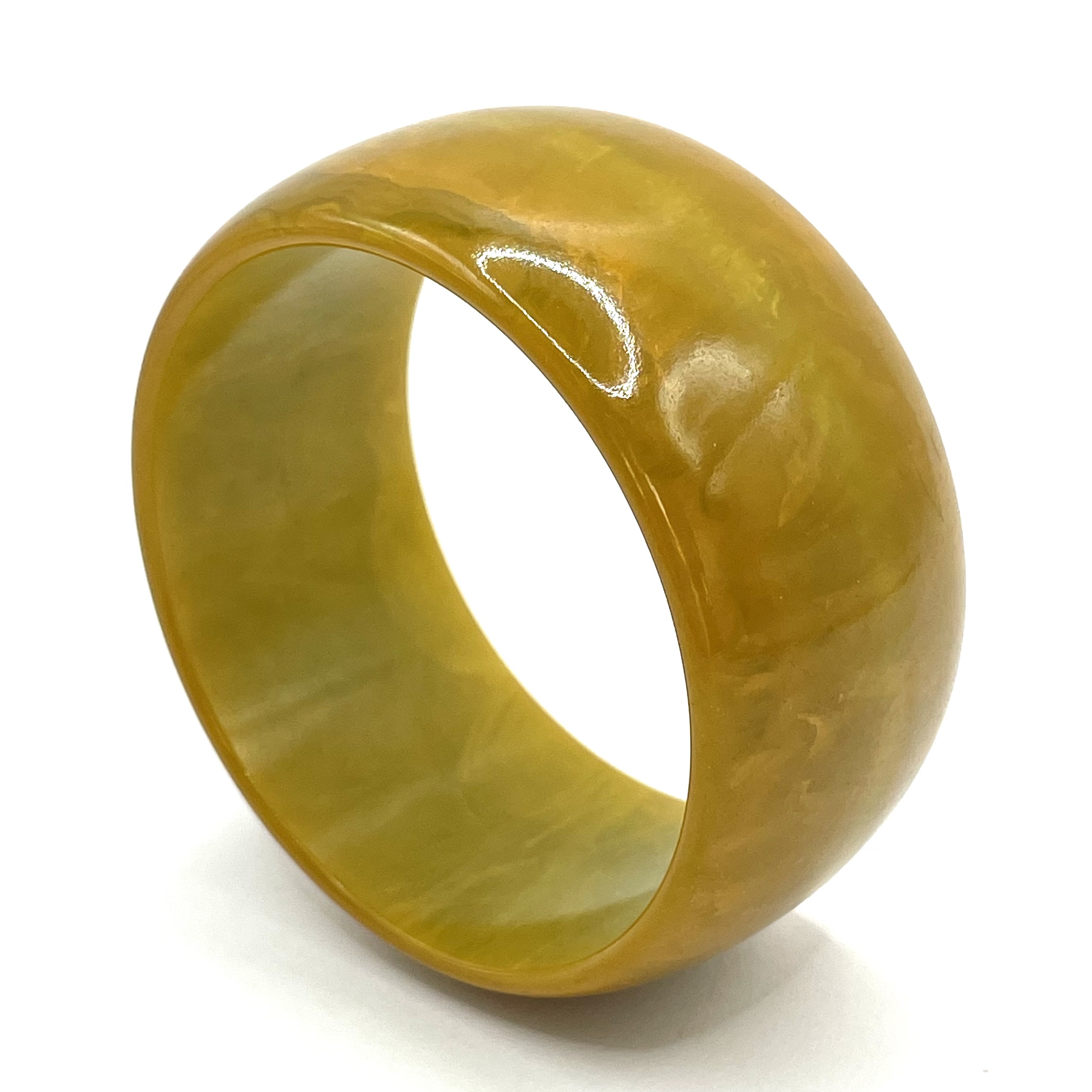 Yellow green bakelite bangle