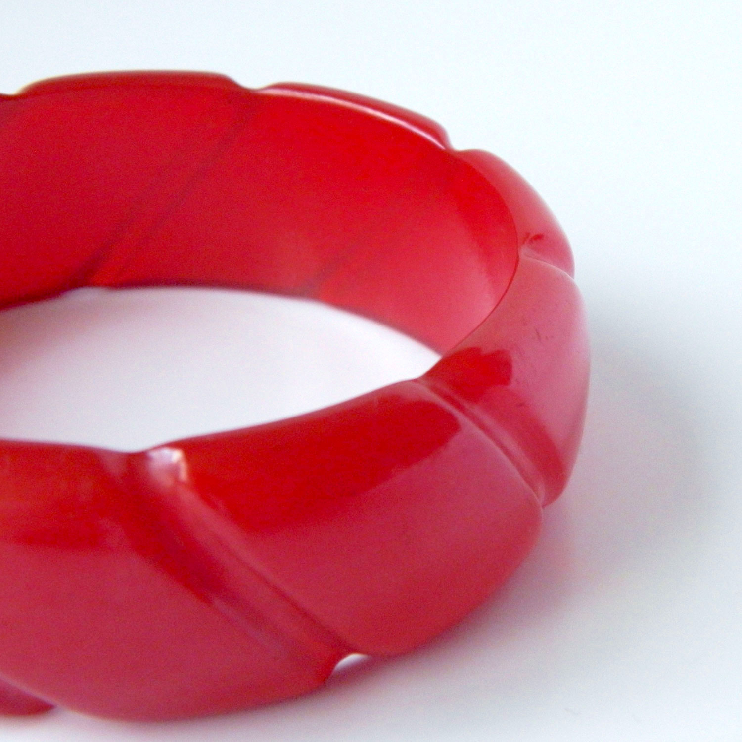 Carved red bakelite bangle