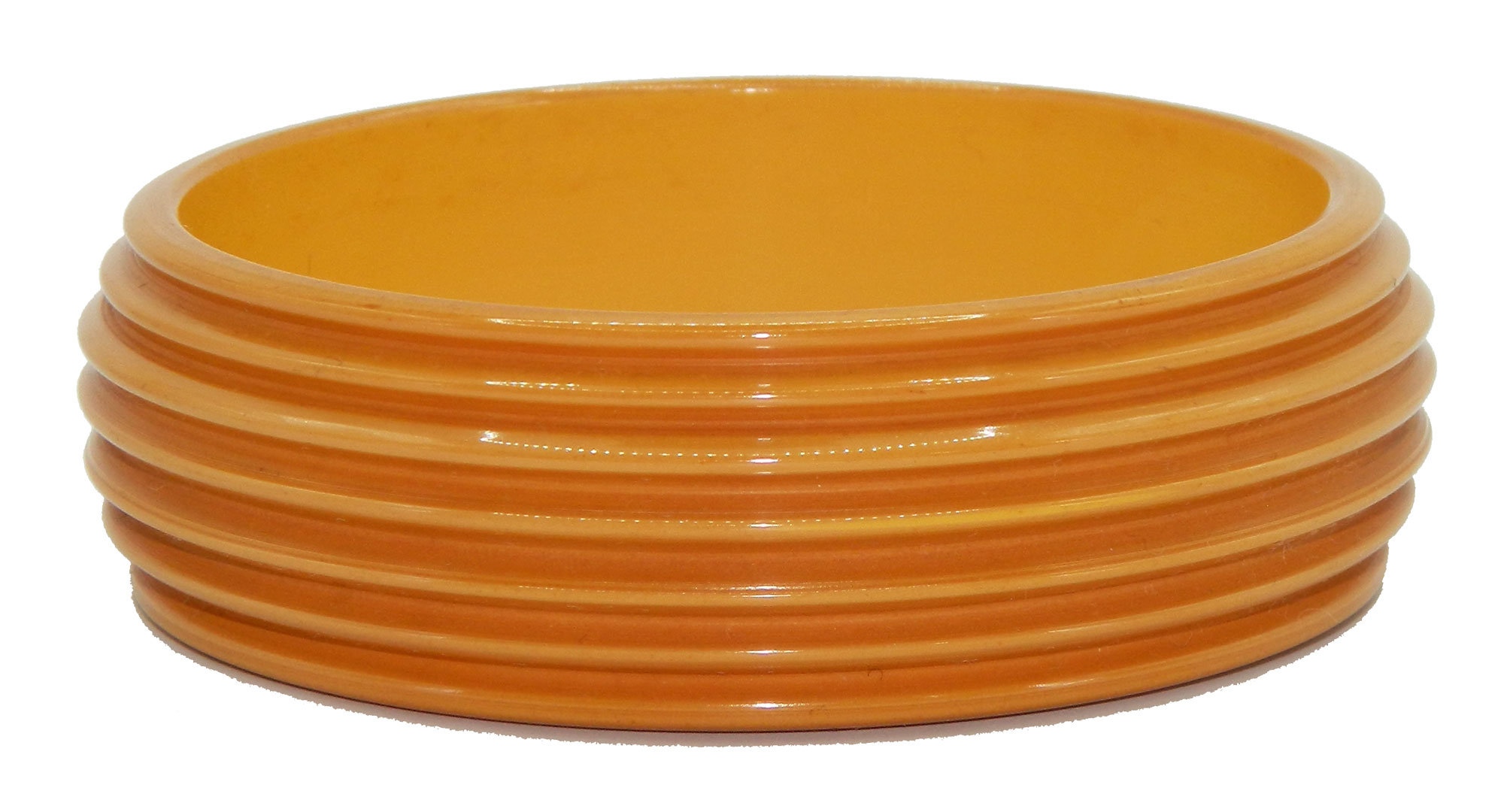 Carved yellow bakelite bangle