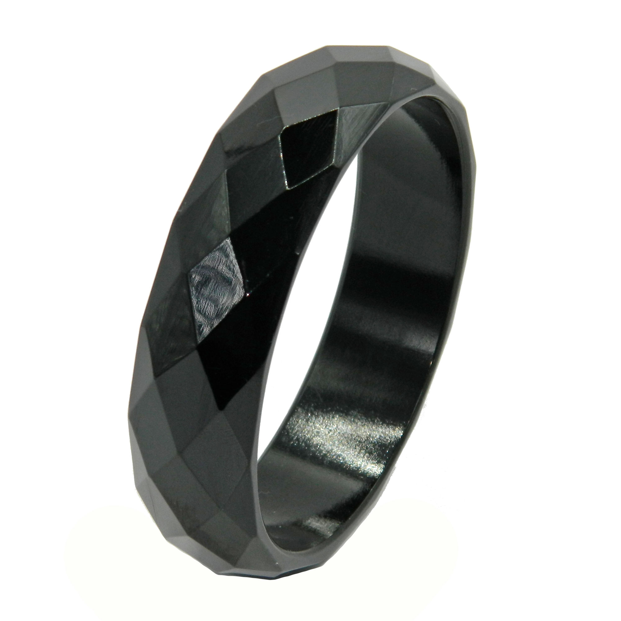Faceted black bakelite bangle