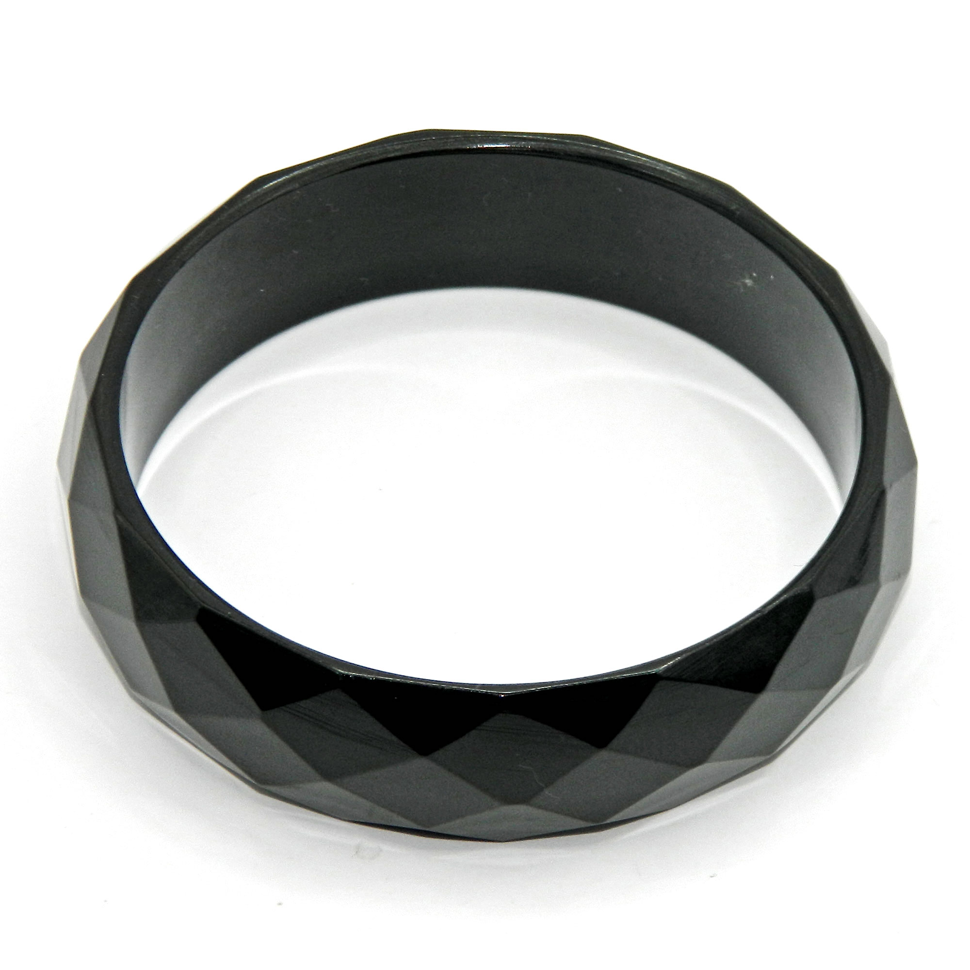 Carved black bakelite bangle