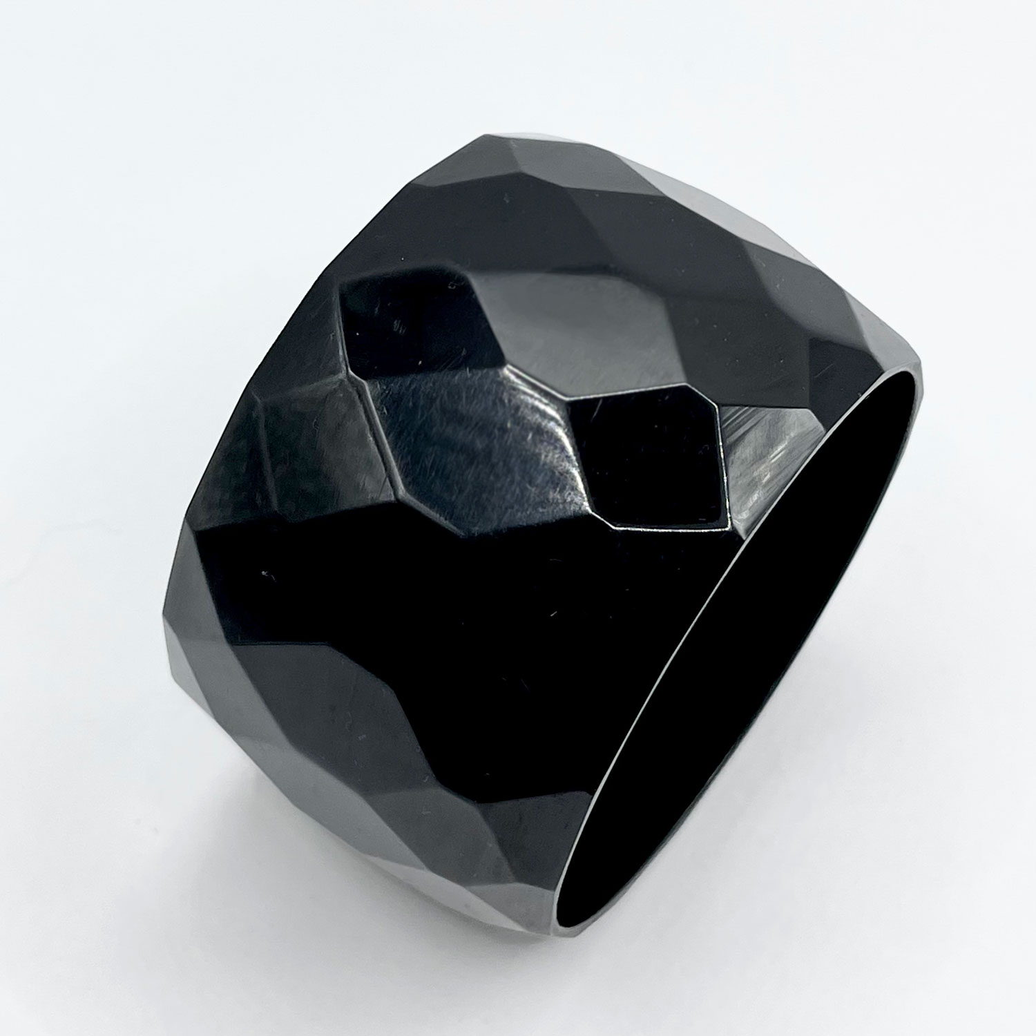 Carved black bakelite bangle