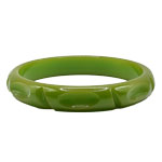 carved green bakelite bangle
