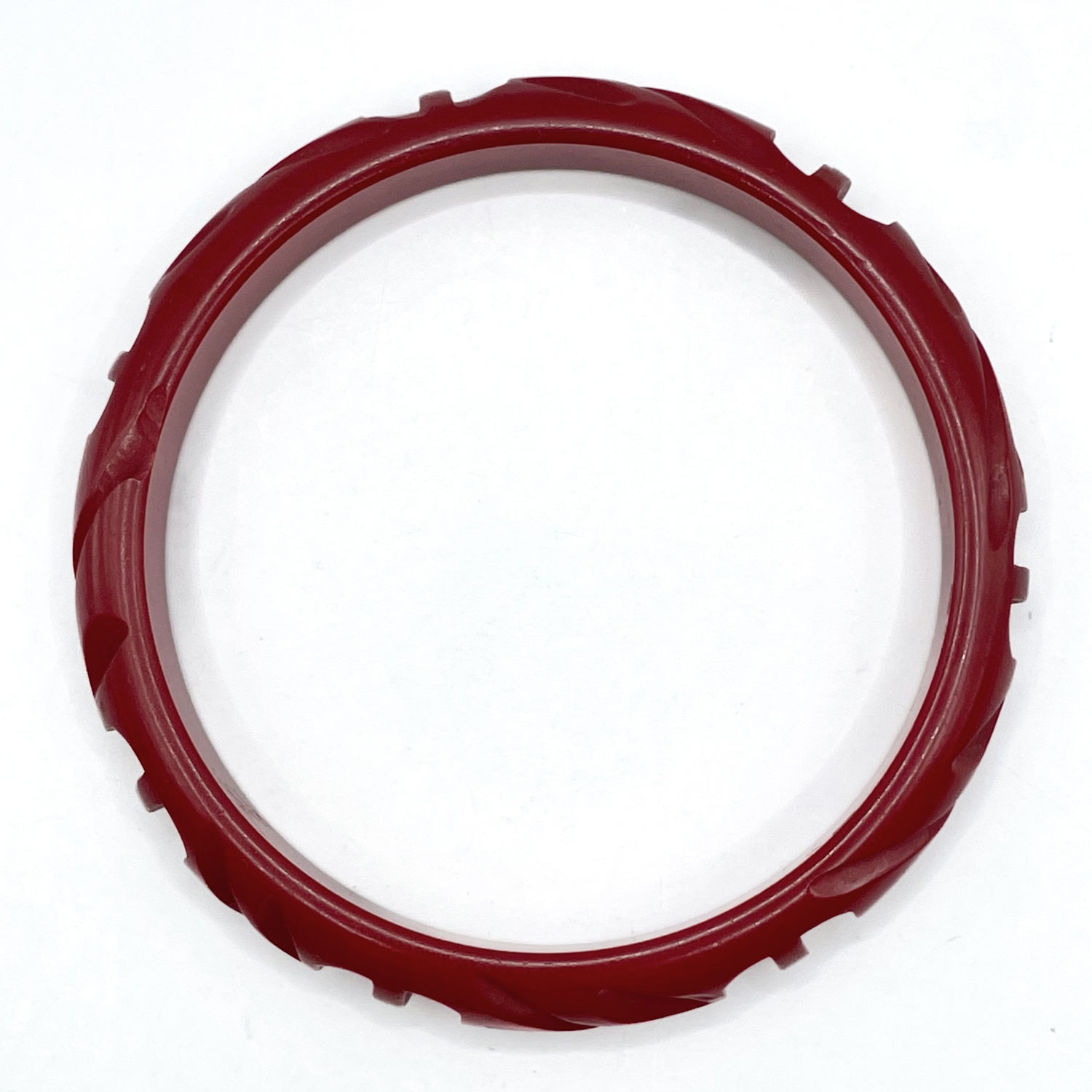 Scarlet red carved bakelite bangle