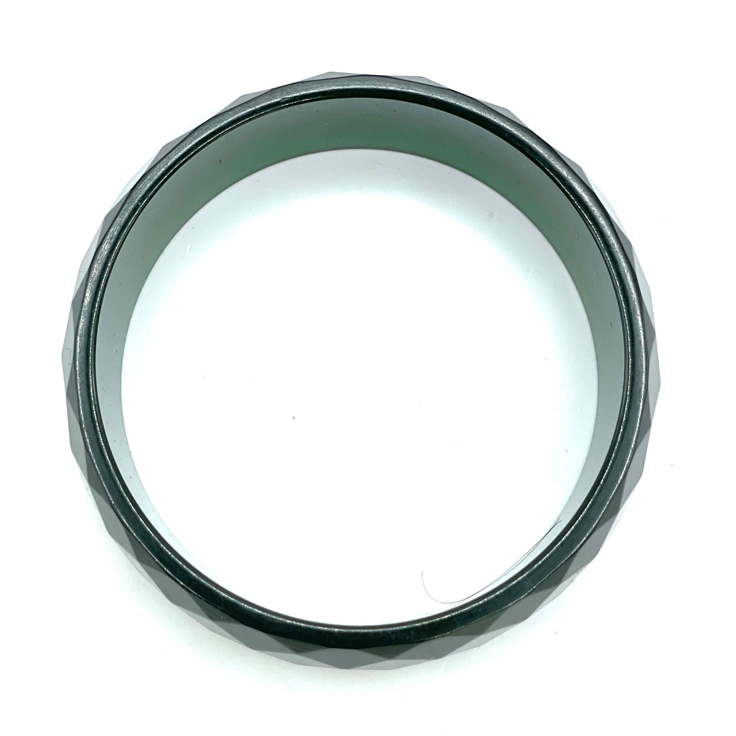 Faceted green prystal bakelite bangle