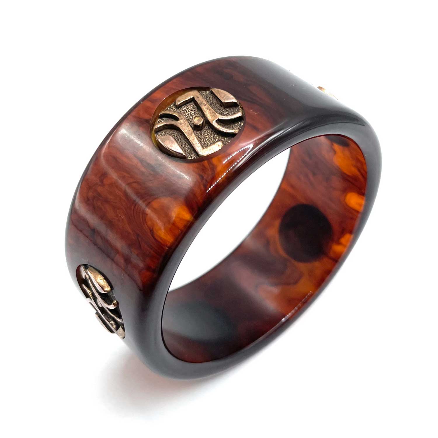 Apple juice prystal bakelite bangle