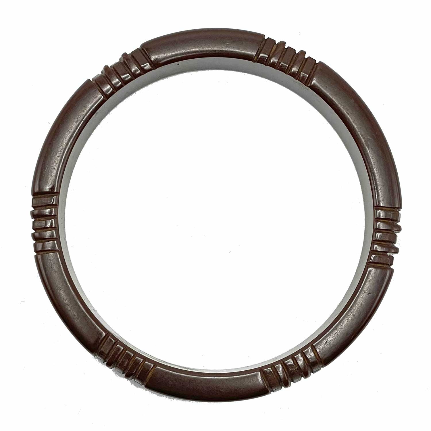Carved brown bakelite bangle