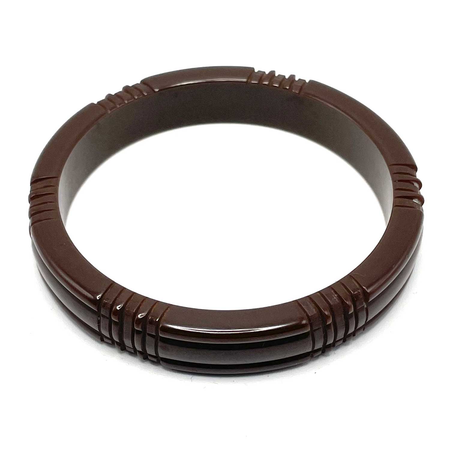 Carved brown bakelite bangle