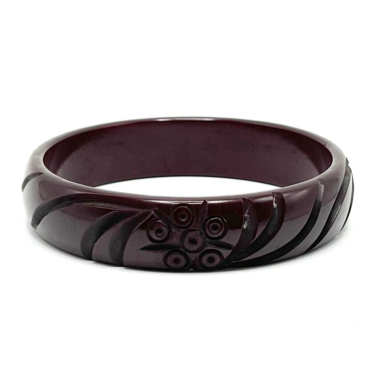 Carved brown bakelite bangle