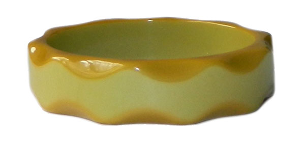 Wavy green bakelite bangle