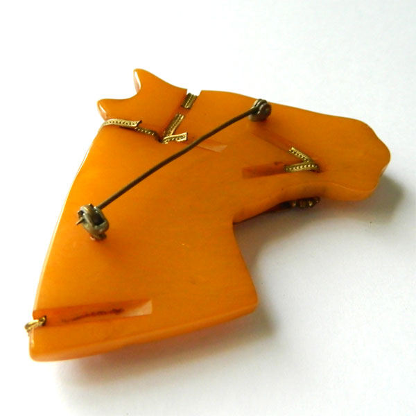bakelite horse head brooch