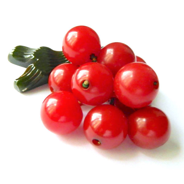 1940s bakelite cherries brooch
