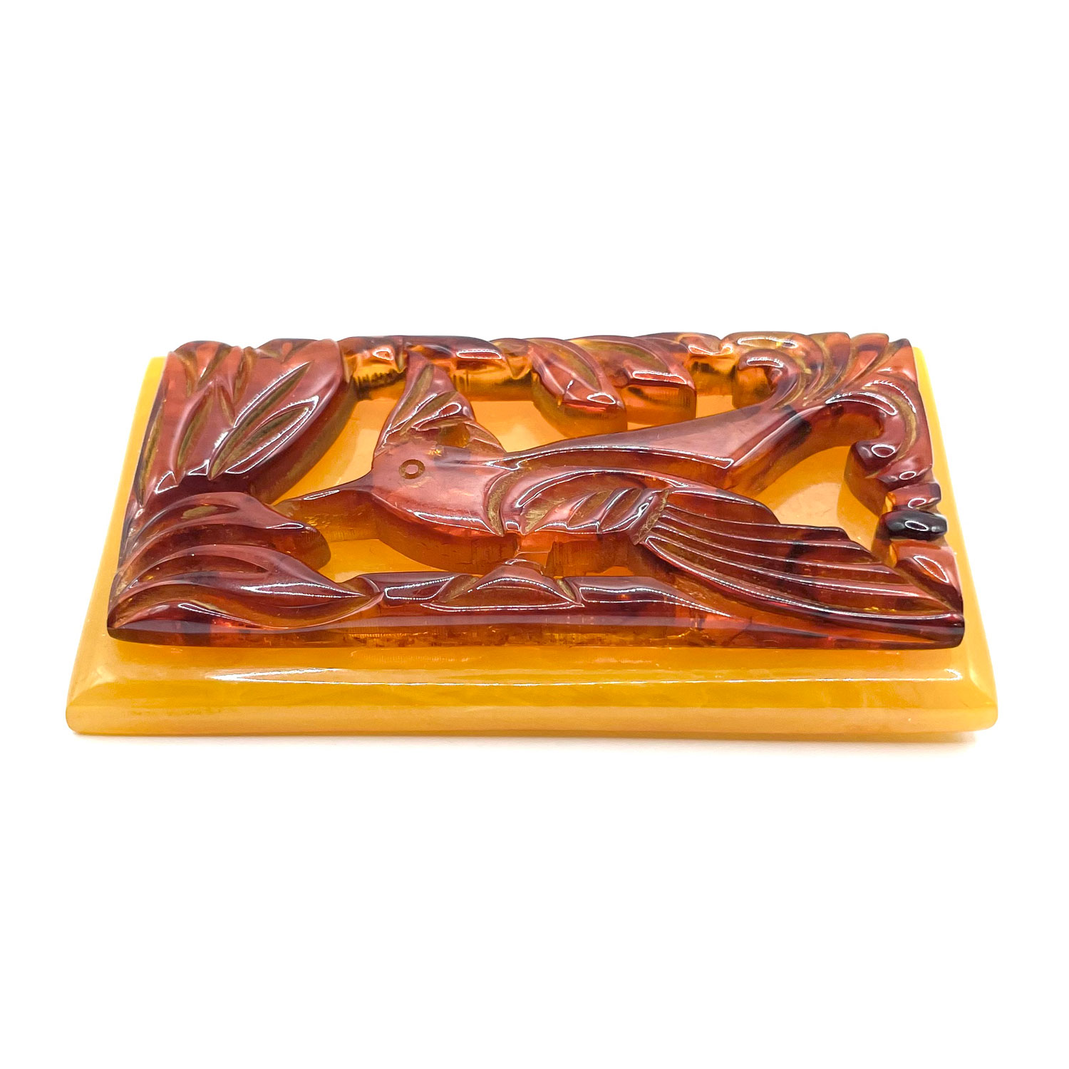 prystal bakelite bird brooch