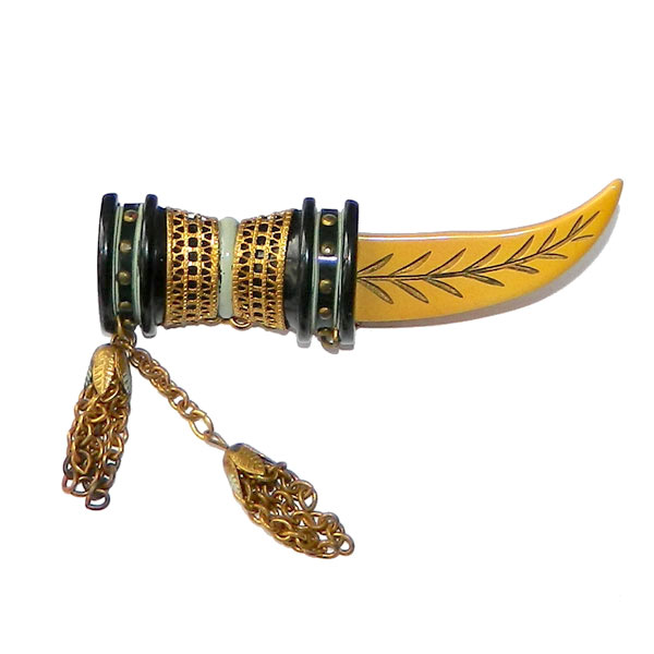 1930s bakelite dagger brooch